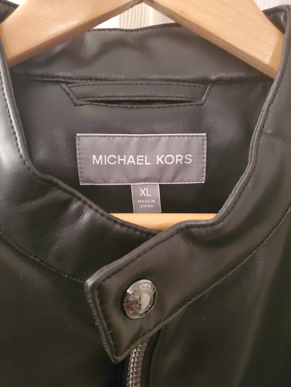 Michael Kors Black Faux Leather Bomber Jacket